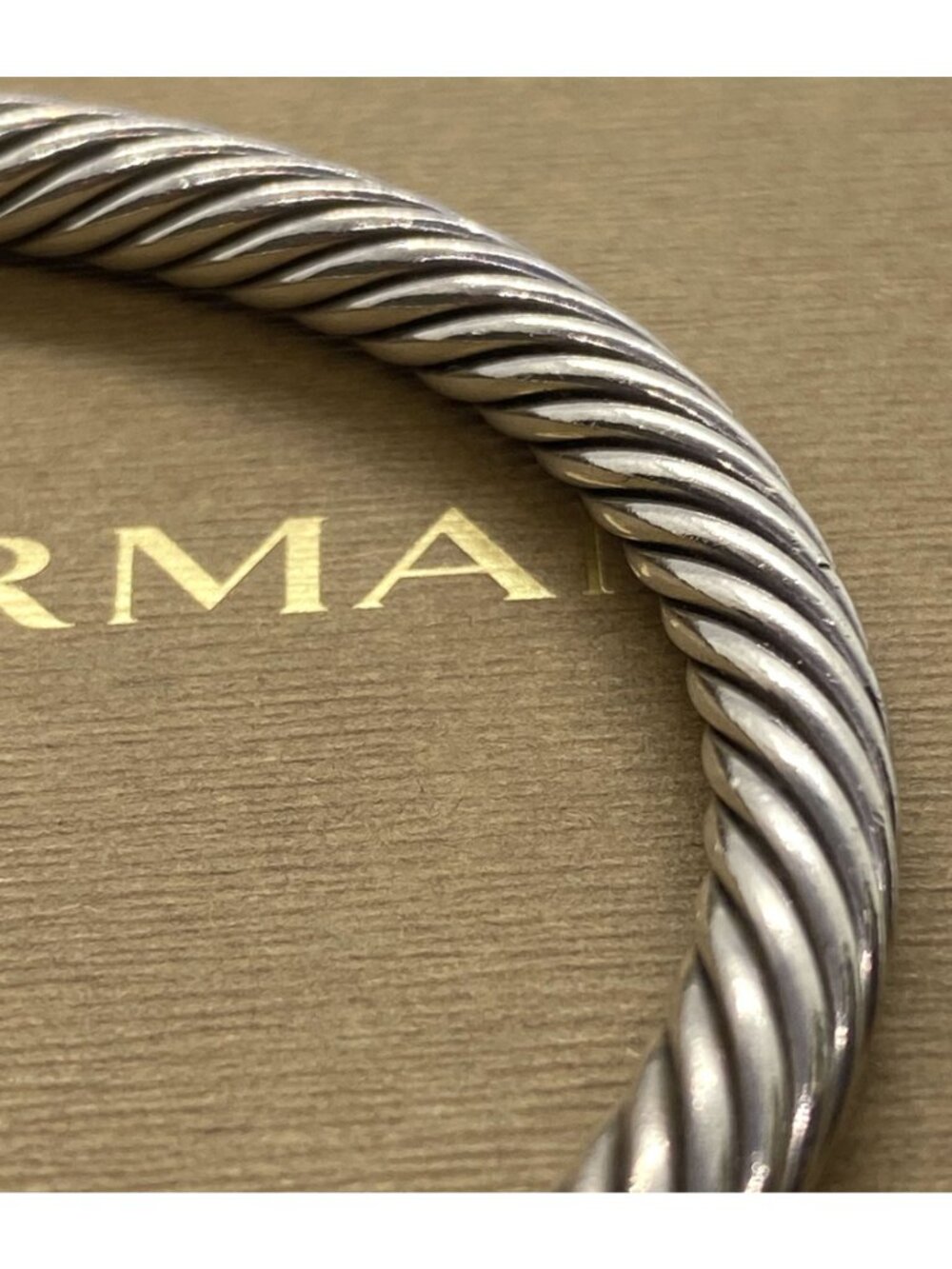 David Yurman Sterling Silver 925 Gold 5mm Cable Cuff Bracelet Blue Stone - Picture 8 of 16